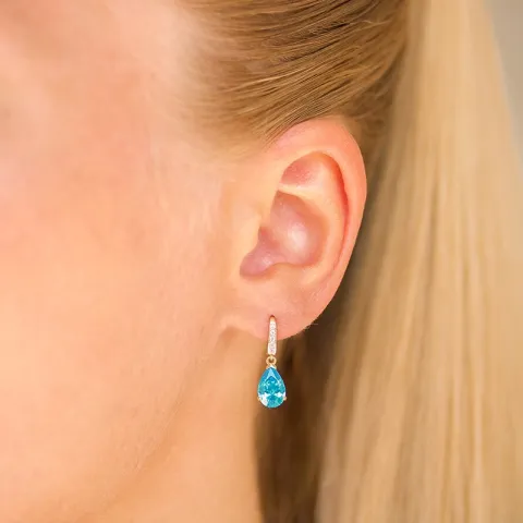 tropfenförmiger Ohrringe in 9 Karat Gold mit Topas und Zirkon - Gold Collection