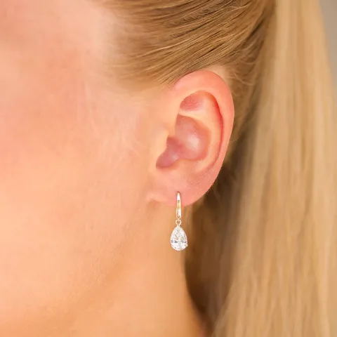 tropfenförmiger Ohrringe in 9 Karat Gold mit Zirkon - Gold Collection
