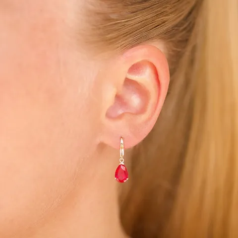 tropfenförmiger Ohrringe in 9 Karat Gold mit Rubin und Zirkon - Gold Collection