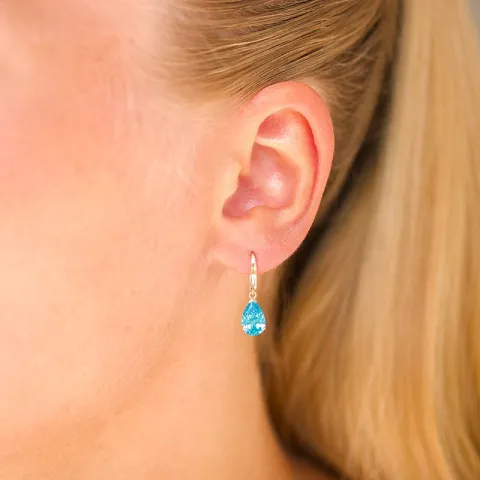tropfenförmiger Ohrringe in 9 Karat Gold mit Topas und Zirkon - Gold Collection