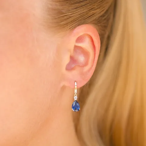 tropfenförmiger Ohrringe in 9 Karat Gold mit Saphir und Zirkon - Gold Collection