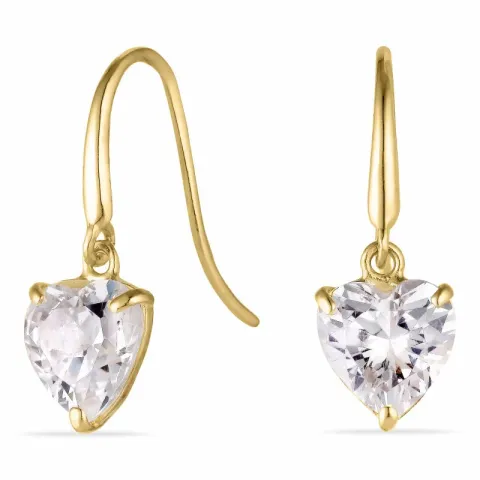 Herz Ohrringe in 9 Karat Gold mit Zirkon - Gold Collection