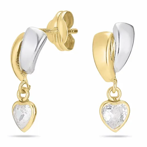 Herz Ohrringe in 9 Karat Gold und Weißgold mit