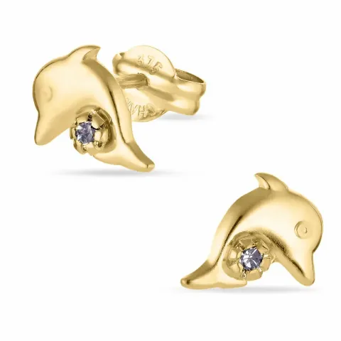 Delfin Ohrringe in 9 Karat Gold mit 