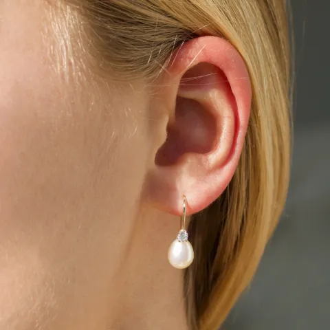 lange Ohrringe in 9 Karat Gold mit Zirkon - Gold Collection