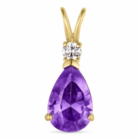 Tropfen violettem Amethyst Anhänger aus 9 Karat Gold