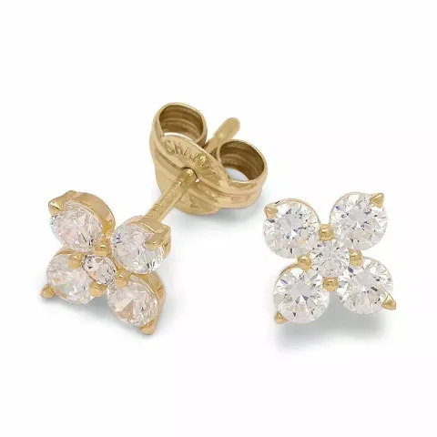 Blumen Ohrstecker in 9 Karat Gold mit Zirkon