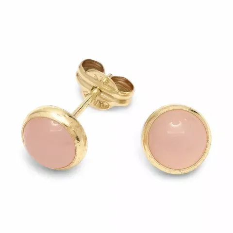 Kleinen runden Ohrstecker in 9 Karat Gold mit synthetischer Quarz