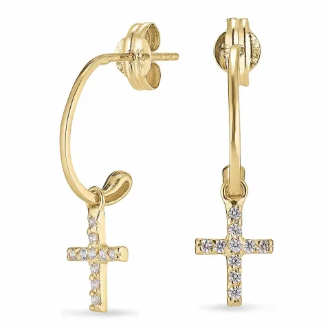 Kreuz Ohrringe in 9 Karat Gold mit Zirkon