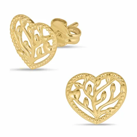 Herz Lebensbaum Ohrstecker in 9 Karat Gold