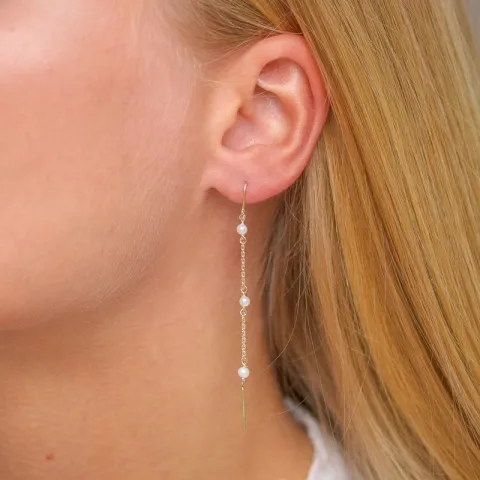 lange Perle ketten ohrringe in 9 Karat Gold