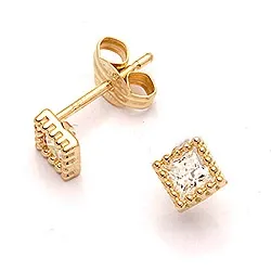 viereckigem Ohrringe in 14 Karat Gold mit