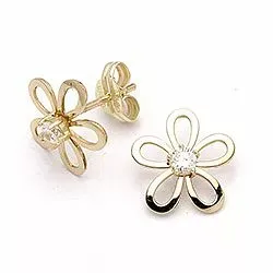 Blumen Goldohrstecker in 14 Karat Gold mit