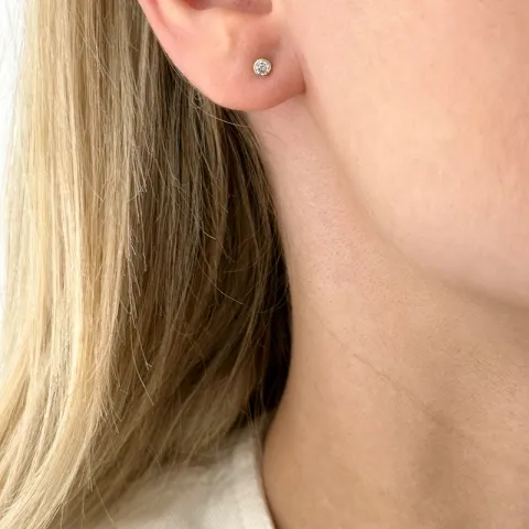 1/2 Paar 3 mm Ohrringe in 14 Karat Gold mit Zirkon - Gold Collection