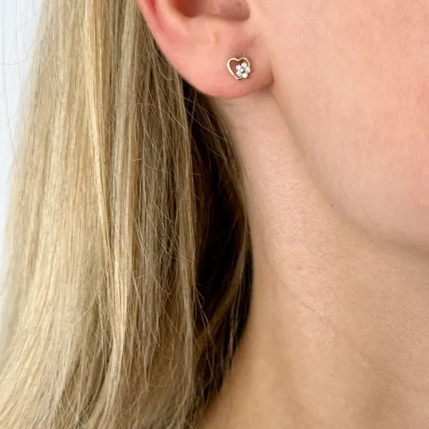 Herz Ohrringe in 14 Karat Gold mit 