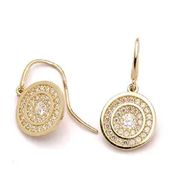 Runden Ohrringe in 14 Karat Gold mit Zirkonen