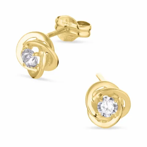 Blumen Goldohrstecker in 14 Karat Gold mit 