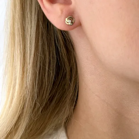 Blumen Goldohrstecker in 14 Karat Gold mit 