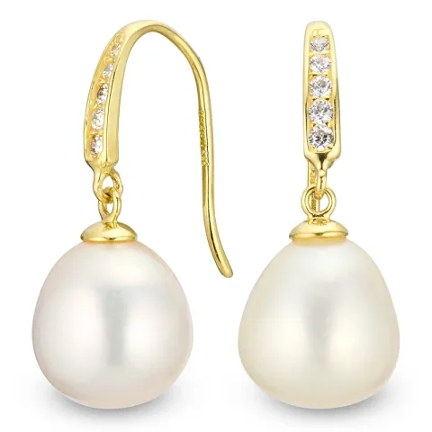Perle Ohrringe in 14 Karat Gold mit Zirkon - Gold Collection