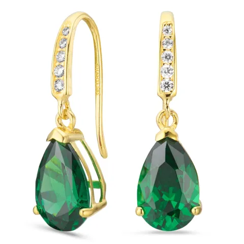 tropfenförmiger Ohrringe in 14 Karat Gold mit Smaragd und Zirkon - Gold Collection