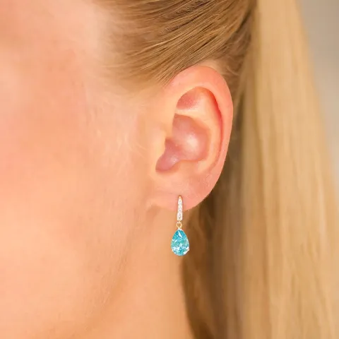 tropfenförmiger Ohrringe in 14 Karat Gold mit Topas und Zirkon - Gold Collection