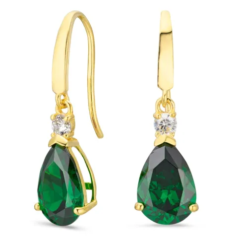 tropfenförmiger Ohrringe in 14 Karat Gold mit Smaragd und Zirkon - Gold Collection