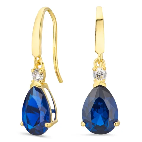 tropfenförmiger Ohrringe in 14 Karat Gold mit Saphir und Zirkon - Gold Collection