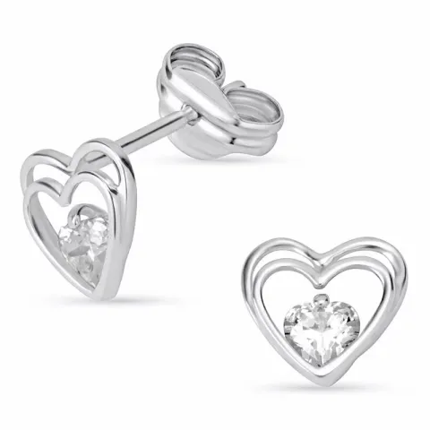Herz Ohrringe in 14 Karat Weißgold mit 