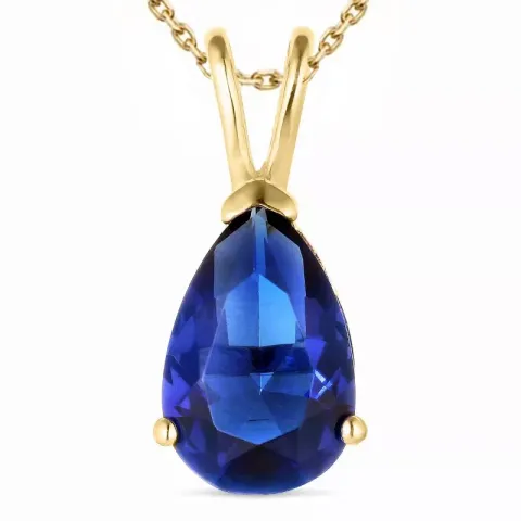 Saphir Halskette aus vergoldetem Sterlingsilber und Anhänger aus 14 Karat Gold