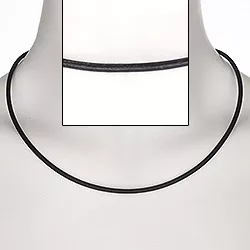 Halskette aus Leder mit vergoldetem Stahl  x 2,8 mm