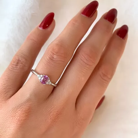 pink Saphir Diamantring in 14 Karat Weißgold 0,65 ct 0,102 ct