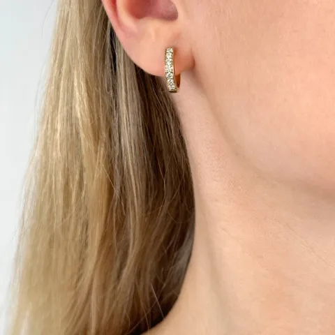 15 mm Brillant Kreole in 14 Karat Gold mit Diamant