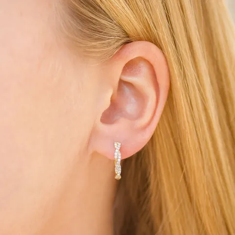 15 mm Diamant Kreole in 14 Karat Gold mit Diamant