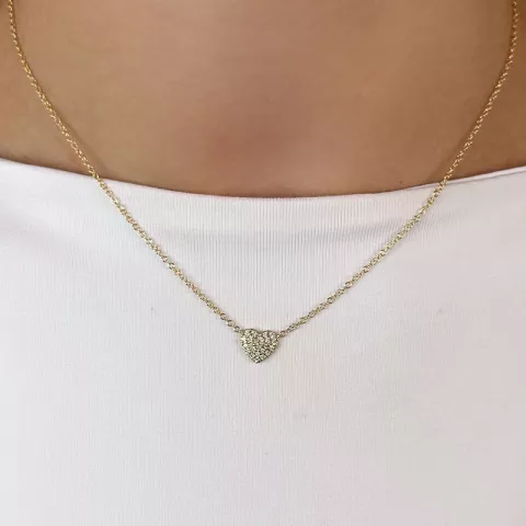 45 cm Halskette mit Herzförmiger Anhänger aus 14 Karat Gold 0,15 ct