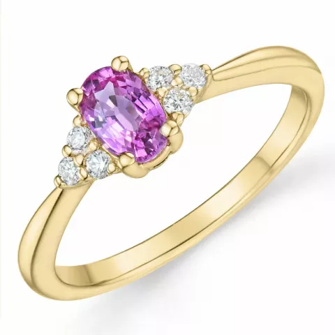 pink Saphir Diamantring in 14 Karat Gold 0,65 ct 0,102 ct