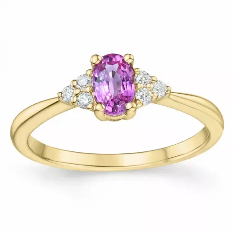 pink Saphir Diamantring in 14 Karat Gold 0,65 ct 0,102 ct