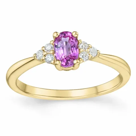 pink Saphir Diamantring in 14 Karat Gold 0,65 ct 0,102 ct