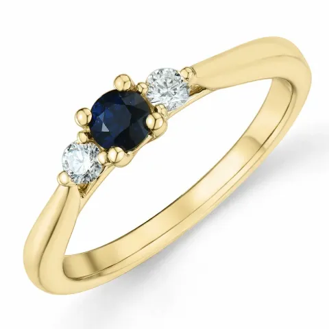 Saphir Brillantring in 14 Karat Gold 0,132 ct 0,306 ct