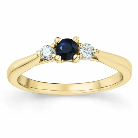 Saphir Brillantring in 14 Karat Gold 0,132 ct 0,306 ct