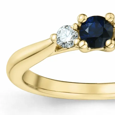 Saphir Brillantring in 14 Karat Gold 0,132 ct 0,306 ct