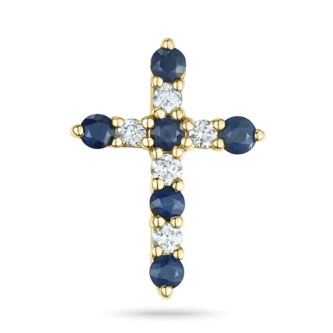Kreuz Saphir Diamantanhänger in 14 karat Gold 0,13 ct 0,396 ct