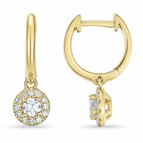 lange runden Diamant Kreole in 14 Karat Gold mit Diamant