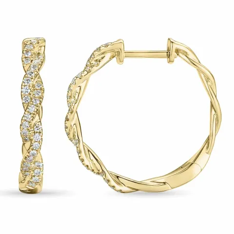 geflochtenes 24 mm Brillant Kreole in 14 Karat Gold mit Diamant