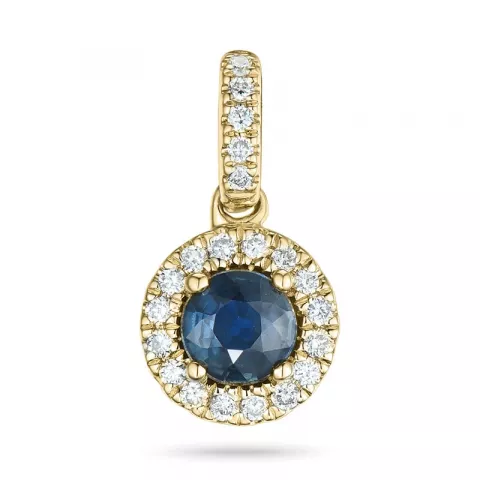 runder Saphir Diamantanhänger in 14 karat Gold 0,34 ct 0,084 ct