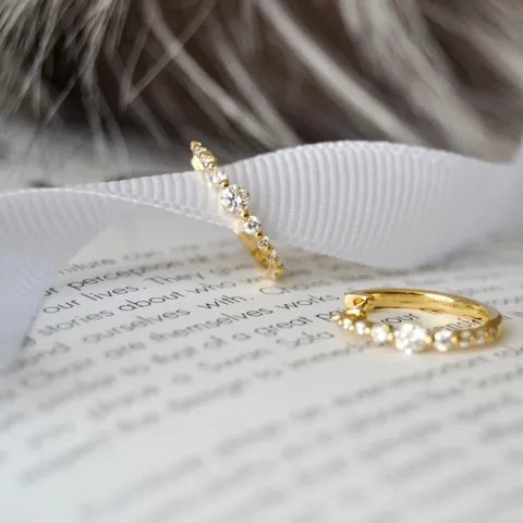 17 mm Brillant Kreole in 14 Karat Gold mit Diamant