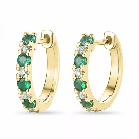 Smaragd Kreole in 14 Karat Gold mit Smaragd und Diamant 