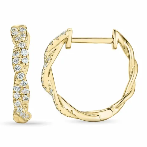 15 mm Diamant Kreole in 14 Karat Gold mit Diamant