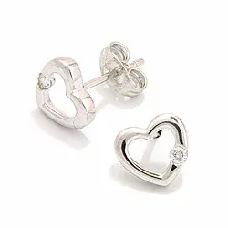 Herz Ohrstecker in 14 Karat Weißgold mit Diamanten