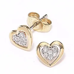 Herz weißen Diamant Ohrstecker in 14 Karat Gold mit Diamant