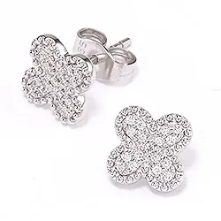 Blumen Diamant Ohrstecker in 14 Karat Gold mit Diamant